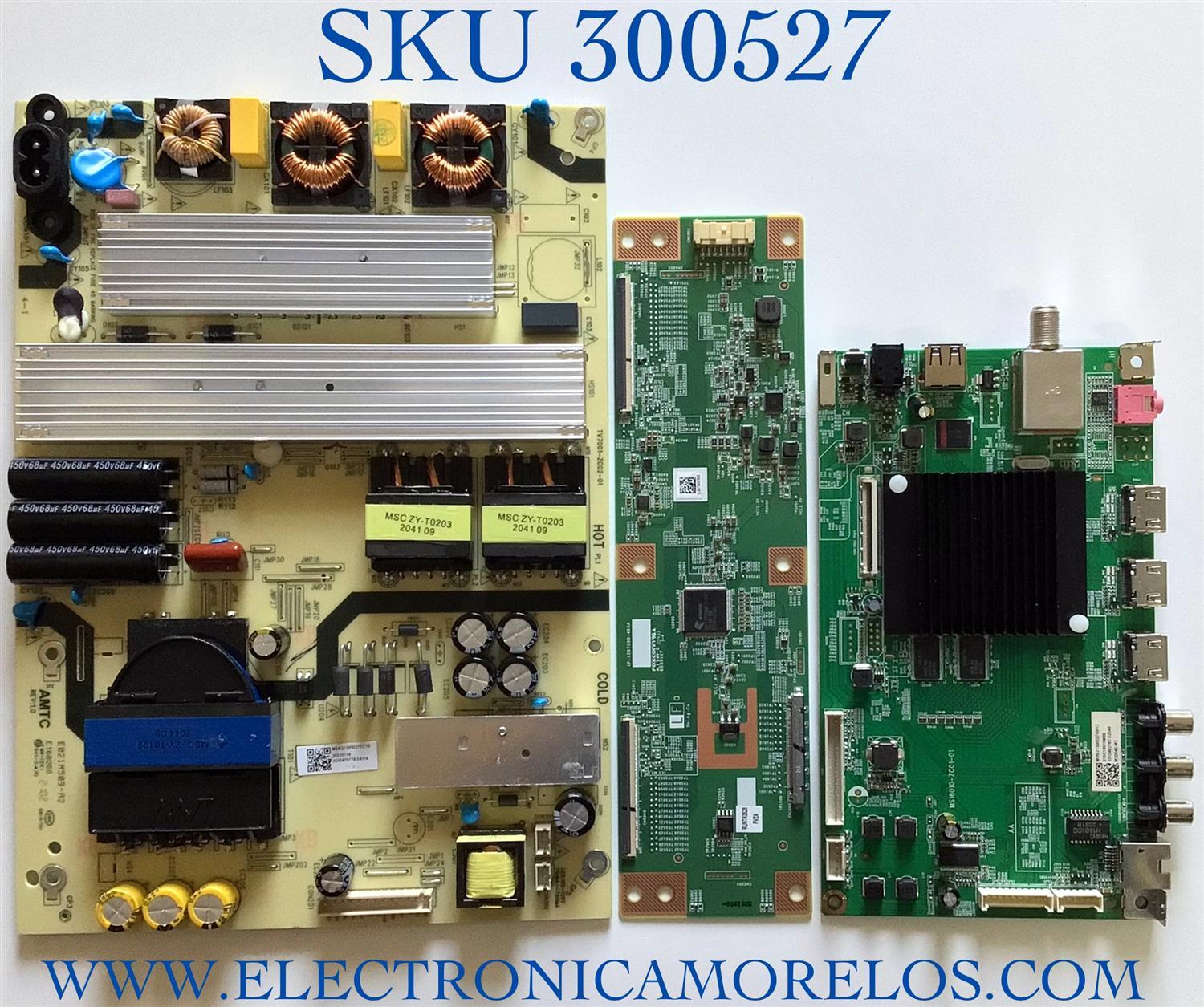 KIT DE TARJETAS PARA TV ONN·ROKU TV 4K UHD SMART TV (70) / NUMERO DE PARTE MAIN MS16010-ZC01-01 / 515C16010M08 / 2E01413C0 / T-CON RUNTK0529FVZA / 1P-1207C00-40SA / FUENTE TV7001-ZC02-01 / E021M509-A2 / 303C700106D / PANEL  JE695R3HB9L / 100012588